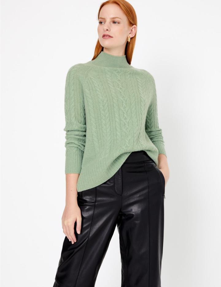 Marks & Spencer Pure Cashmere Relaxed Fit Cable Knit Jumper Mint