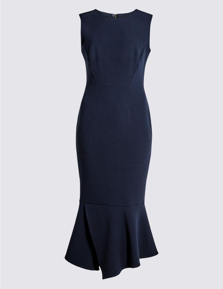 Marks & Spencer Peplum Hem Midi Dress Navy