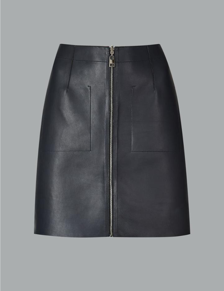 Marks & Spencer Leather Mini Skirt Black Mix