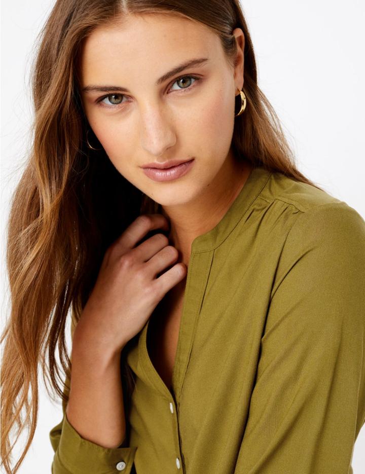Marks & Spencer Button Detailed Blouse Moss