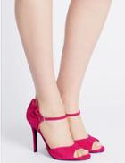 Marks & Spencer Suede Stiletto Ruffle Sandals With Insolia&reg; Fuchsia