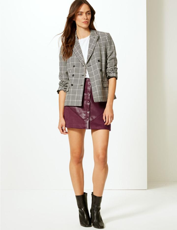 Marks & Spencer Faux Leather A-line Mini Skirt Burgundy