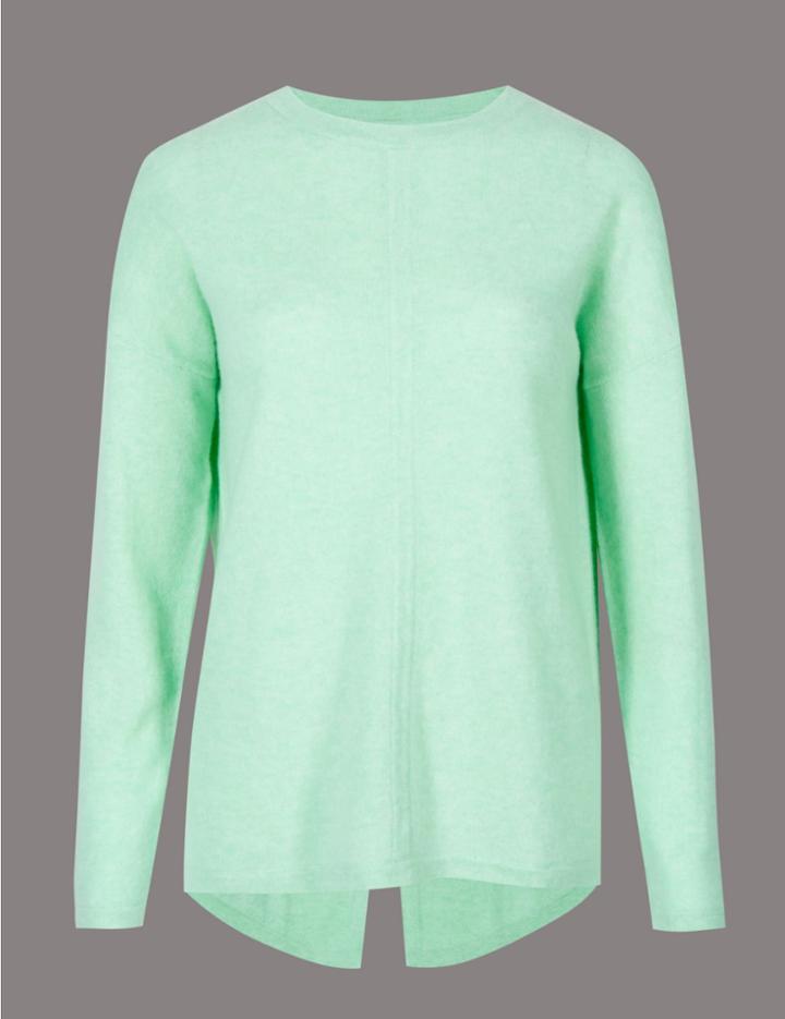 Marks & Spencer Pure Cashmere Round Neck Long Sleeve Jumper Pale Jade