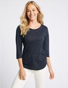Marks & Spencer Round Neck Long Sleeve Top Navy