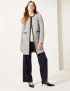 Marks & Spencer Textured Tweed Coat Black Mix