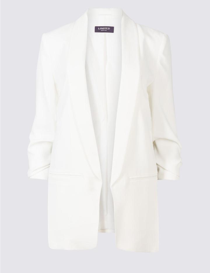 Marks & Spencer Open Front 2 Pocket Blazer Soft White