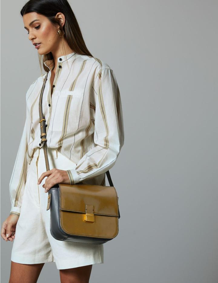 Marks & Spencer Leather Cross Body Bag Metallic