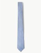 Marks & Spencer Striped Tie With Silk Navy Mix