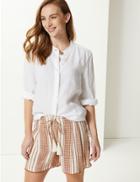 Marks & Spencer Striped Casual Shorts Natural Mix