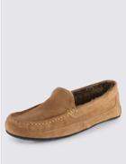 Marks & Spencer Suede Moccasin Slippers With Thinsulate&trade; Tan
