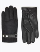 Marks & Spencer Leather & Fabric Gloves With Thermowarmth&trade; Grey