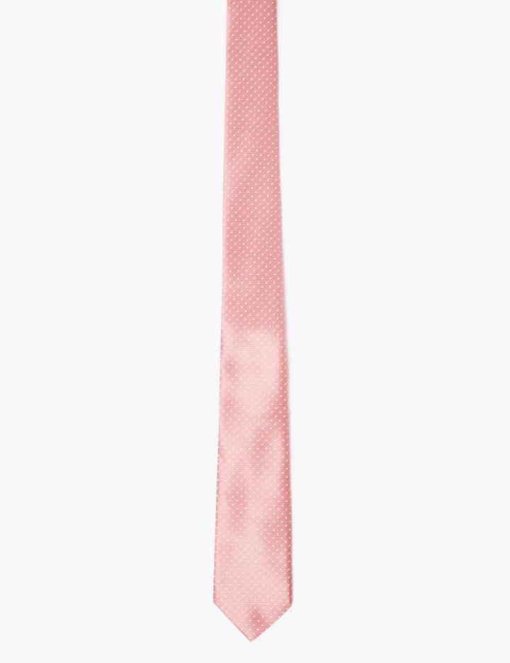 Marks & Spencer Skinny Spot Tie Pink Mix