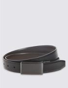 Marks & Spencer Coated Leather Reversible Plaque Buckle Belt Black/brown
