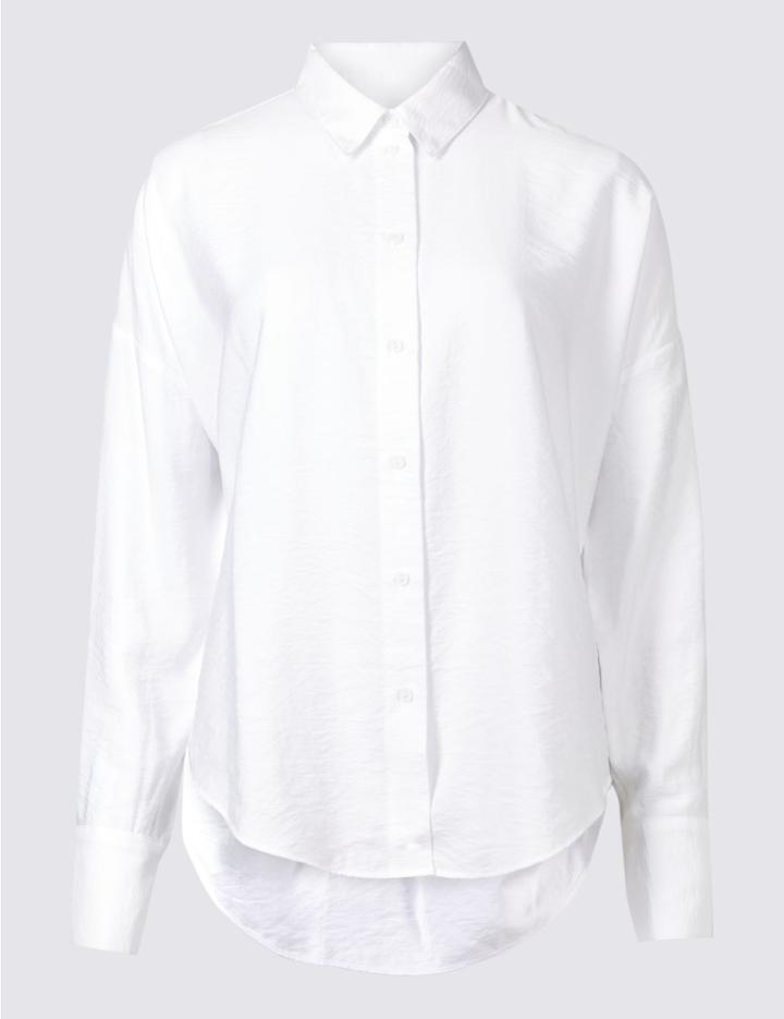 Marks & Spencer Long Sleeve Shirt Ivory Mix