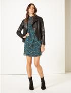 Marks & Spencer Animal Print Long Sleeve Swing Mini Dress Teal Mix