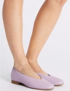 Marks & Spencer Leather High Cut Ballerina Pumps Lilac