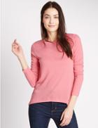 Marks & Spencer Hanky Hem Long Sleeve Jersey Top Pink