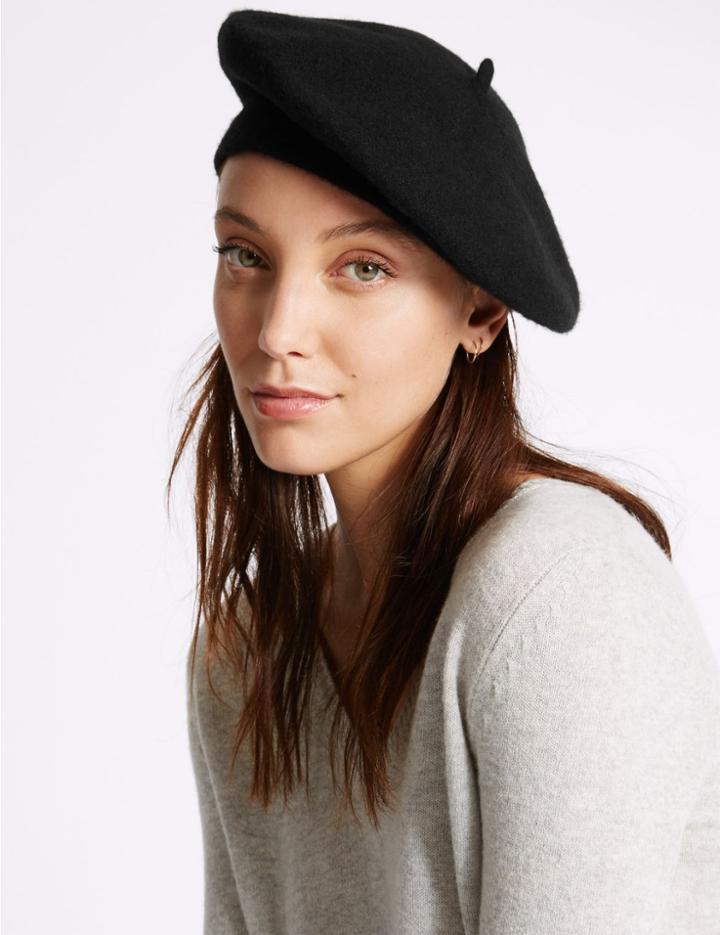 Marks & Spencer Felt Beret Hat Black