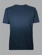 Marks & Spencer Supima&reg; Cotton Textured Crew Neck T-shirt Navy Mix