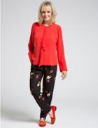 Marks & Spencer Frill Front Round Neck Blouse Red