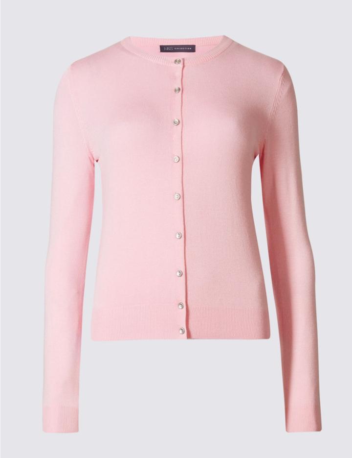Marks & Spencer Round Neck Cardigan Pale Rose