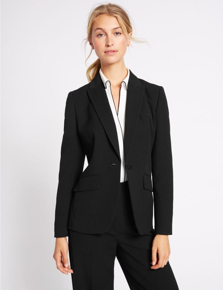 Marks & Spencer Single Button Crepe Jacket Black