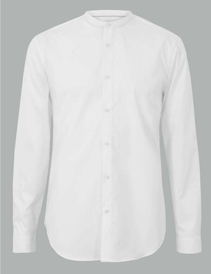 Marks & Spencer Cotton Rich Shirt With Stretch White
