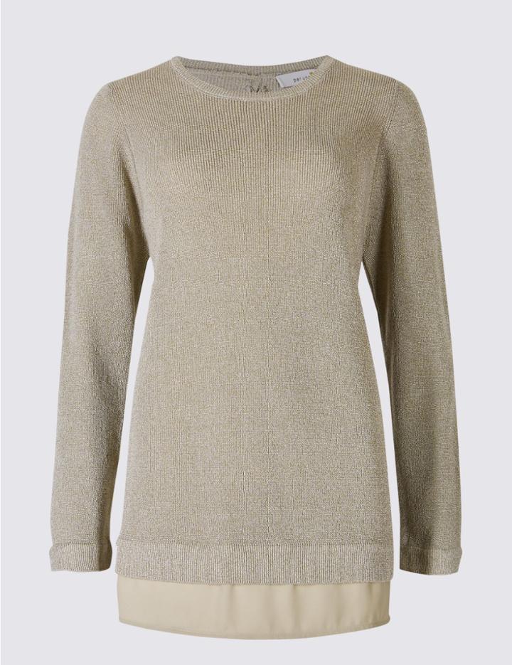 Marks & Spencer Ribbed Round Neck Jumper Charcoal