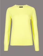Marks & Spencer Pure Cashmere Ribbed Round Neck Jumper Mimosa