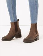 Marks & Spencer Block Heel Chelsea Ankle Boots Chocolate