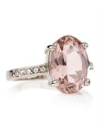 Marks & Spencer Platinum Plated Diamant Oval Pav Ring Pink Mix