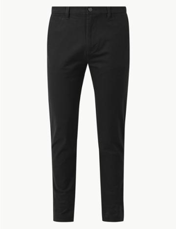 Marks & Spencer Shorter Length Skinny Fit Cotton Rich Chinos Black