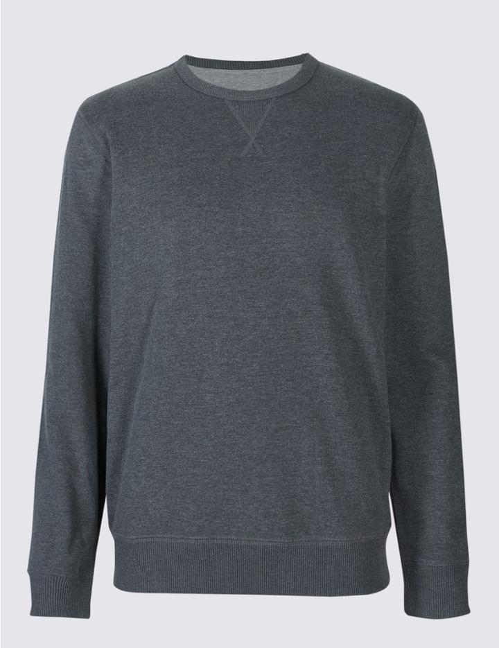 Marks & Spencer Cotton Rich Sweatshirt Charcoal Mix