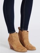 Marks & Spencer Wedge Heel Ankle Boots With Insolia&reg; Tan