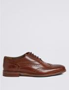 Marks & Spencer Leather Layered Sole Brogue Shoes Medium Brown