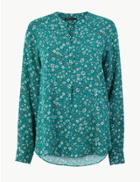 Marks & Spencer Floral Print Button Detailed Blouse Green Mix