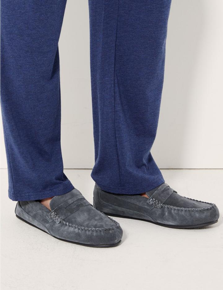 Marks & Spencer Suede Slip-on Slippers With Freshfeet&trade; Denim