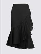 Marks & Spencer Frill Hem Wrap Skirt Black