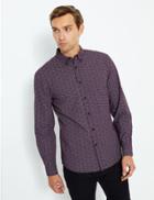 Marks & Spencer Cotton Mini Leaf Print Shirt Purple Mix