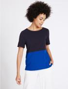 Marks & Spencer Colour Block Short Sleeve T-shirt Cobalt