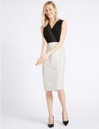 Marks & Spencer Contrast Stitch Wrap Shift Midi Dress Ivory Mix