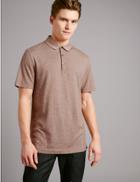 Marks & Spencer Cotton Rich Textured Polo Shirt Rust