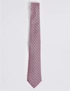 Marks & Spencer Pure Silk Parrot Print Tie Coral Mix