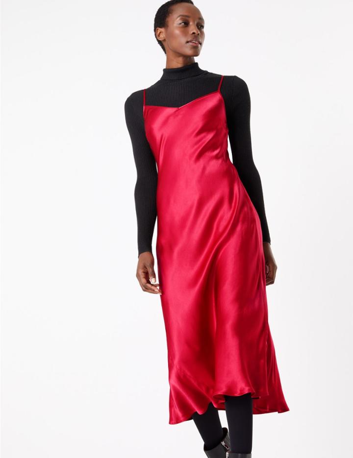 Marks & Spencer Silky Slip Midi Dress Rowan