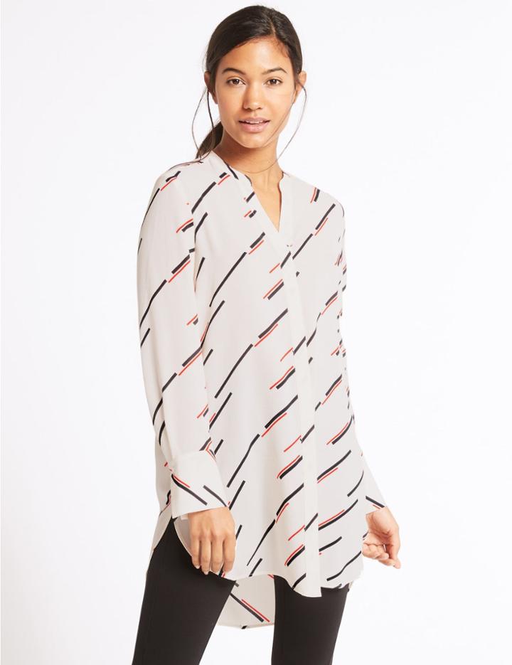 Marks & Spencer Striped Longline Long Sleeve Tunic Ivory Mix