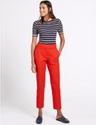 Marks & Spencer Cotton Rich Slim Leg Trousers Red
