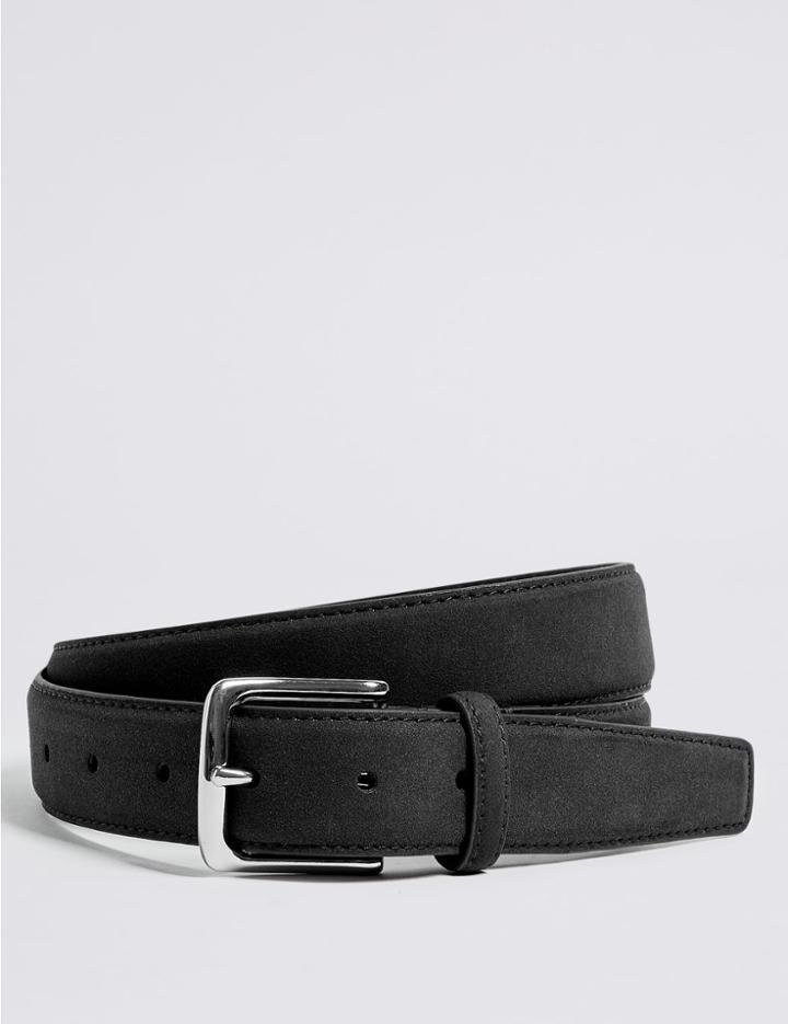 Marks & Spencer Faux Suede Stitch Detail Belt Black