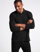 Marks & Spencer Slim Fit Pure Cotton Textured Polo Shirt Black