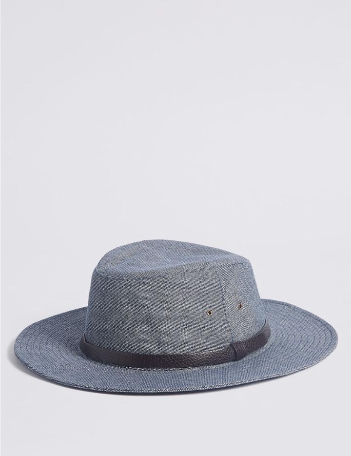Marks & Spencer Pure Cotton Ambassador Hat With Stormwear&trade; Blue