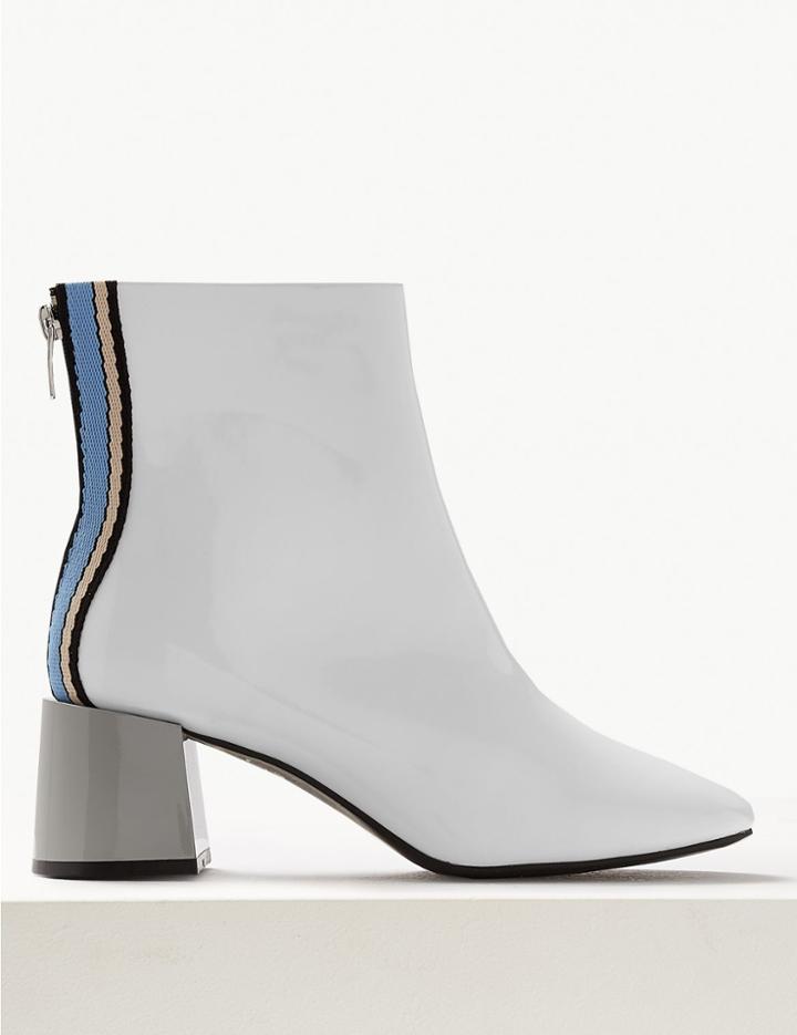 Marks & Spencer Wide Fit Patent Ankle Boots White